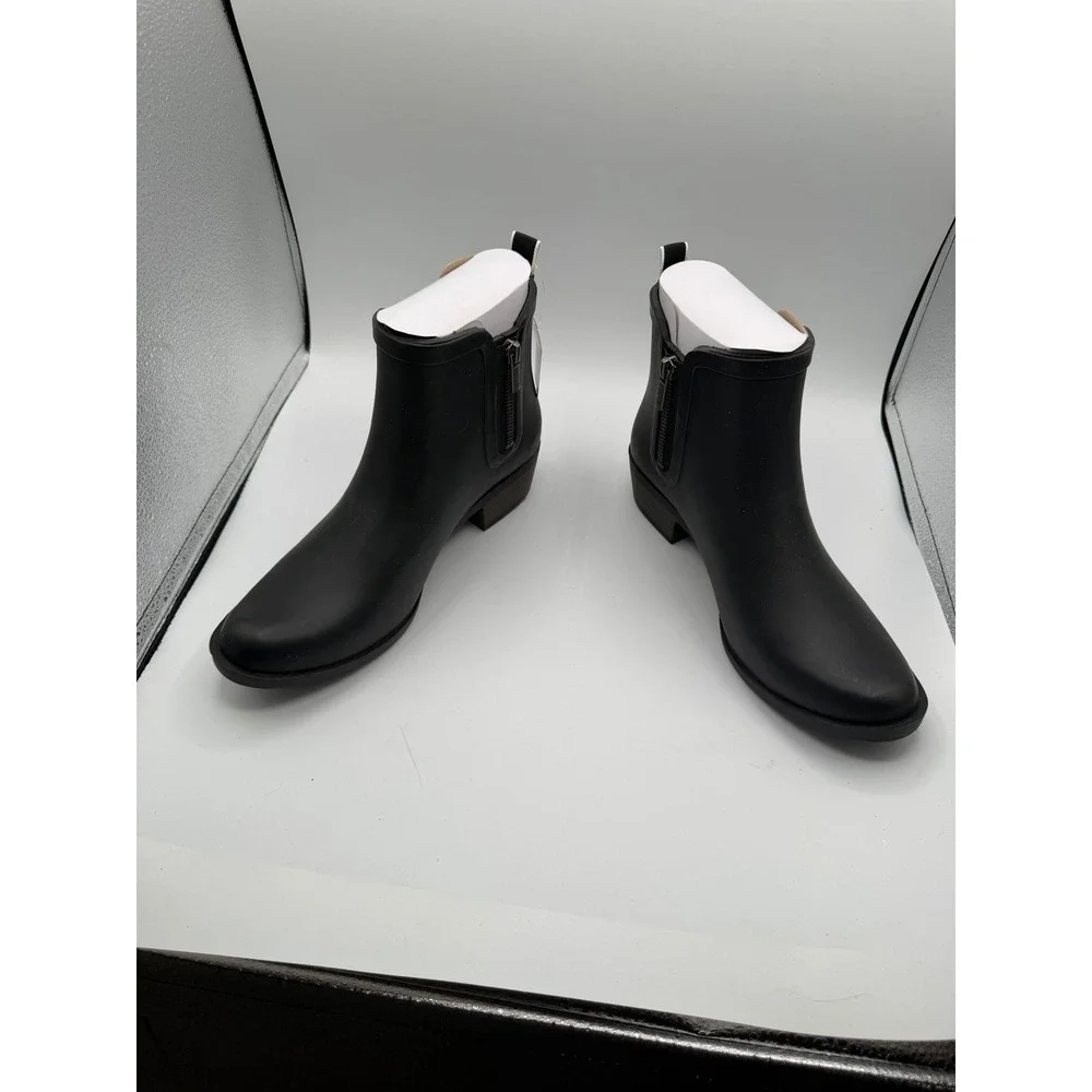 Lucky Brand Basel H2O Black Rubber Rain Ankle Boots womans‎ 9M LK-BASELH2O NEW